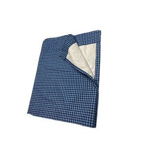 Vintage 1990s Custom Made Gingham Valance Curtain Short Kitchen Bathroom Blue